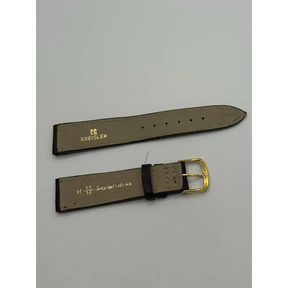 21mm Kreisler Brown Calfskin Shark NOS Vintage Watch Band & Gold-Tone Buckle